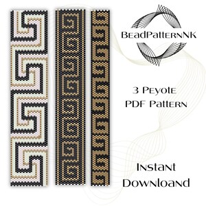 Peyote Bracelet Pattern Black And Gold Greek Mythology Beaded Bracelet Miyuki Delica Beads DIY Beadwork Jewelry Beading Instant Download PDF