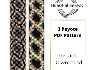 Snake Skin Beaded Bracelet, Miyuki Delica Beads, Adjustable Boho Jewelry, Animal Print ,Miyuki Delica Beading Pattern, Beadwork Jewelry