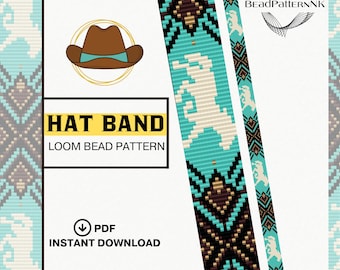 Beaded Horse Hat Band Loom Pattern PDF, Western Cowboy Hat Band, Native American Inspired Style Bead Pattern, Cowgirl & Cowboy Beading Design