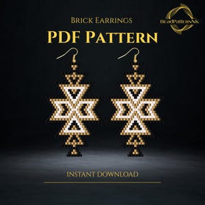 Brick Stitch Earring Pattern - Beaded Earring, Miyuki Delica Beading Pattern, Seed Bead Earring Patterns Native Design, Beadwork Jewelry PDF