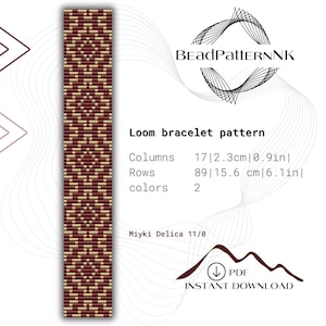 Loom bracelet pattern, bead weaving design, Miyuki Delica beadwork, geometric seed bead jewelry, DIY beading tutorial, PDF instant download.