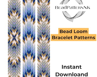 Beaded Blue Loom Bracelet - Miyuki Delica Beading Pattern, Blue Ombre Bead Loom Bracelet Pattern, Beading pattern, Seed bead pattern.