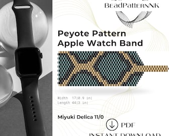Apple Watch Snake Skin Pattern in Miyuki Delica beads. Animal-inspired peyote design, Miyuki Apple Watch Band Pattern, smart watch bracelet.