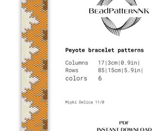 Yellow-orange Sunflowers Peyote Bracelet Pattern, Miyuki Delica Beading Pattern, Miyuki pattern Beading tutorial, Beadwork jewelry PDF