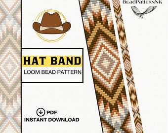 Beaded Loom Hat Band Pattern PDF | Western Boho Seed Bead Pattern | Miyuki Delica 11/0 |Beading Pattern | Western Cowgirl & Cowboy Design