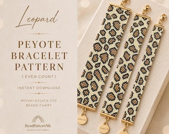 Miyuki Bracelet Patterns Leopard Peyote Bracelet Pattern Miyuki Delica Bracelet Pattern Leopard bracelet Beading pattern Beaded bracelet PDF