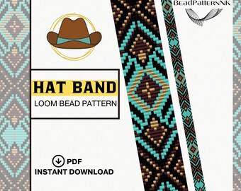 Beaded Hat Band Loom Pattern PDF, Western Cowboy Hat Band, Native American Inspired Style Bead Pattern, Western Cowgirl & Cowboy Design PDF