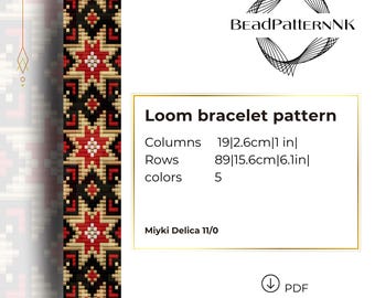 Southwestern Star Bead Loom Bracelet Pattern PDF, Native Inspired Geometric Bracelet, Miyuki Delica Loom Beading Design