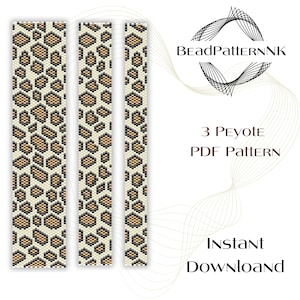 Può includere: Un modello di download digitale per un braccialetto perlato con un motivo a stampa leopardata. Il modello è per 3 punti peyote ed è disponibile per il download immediato. BeadPatternNK.