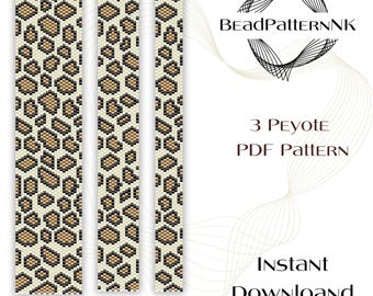 Modelli per braccialetti Miyuki Modello per braccialetti Peyote leopardato Modello per bracciale Miyuki Delica Bracciale leopardato Modello per perline Bracciale perline PDF
