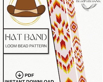 Beaded Loom Hat Band Pattern PDF | Western Boho Seed Bead Design | Miyuki Delica 11/0 |Beading Pattern | Western Cowgirl & Cowboy Design PDF