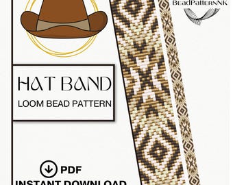 Beaded Loom Hat Band Pattern PDF | Western Boho Seed Bead Design | Miyuki Delica 11/0 |Beading Pattern |DIY Bead Weaving Tutorial Beadwork |