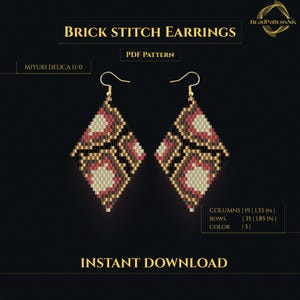 Snake Skin Earrings Pattern PDF, Brick Stitch Beading Tutorial, Miyuki Delica Seed Bead Earrings, Animal Print Jewelry
