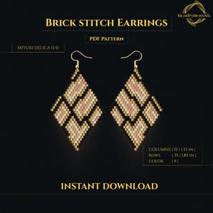 Snake Skin Brick Stitch Earrings Pattern PDF, Miyuki Delica Earrings, Modern Animal Bead Earrings Pattern, Beaded Earring Tutorial