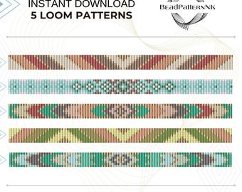 Beaded Geometric Loom Bracelet - Miyuki Delica Beading Pattern, Bead loom bracelet pattern, Loom stitch bracelet design Beadwork Jewelry PDF