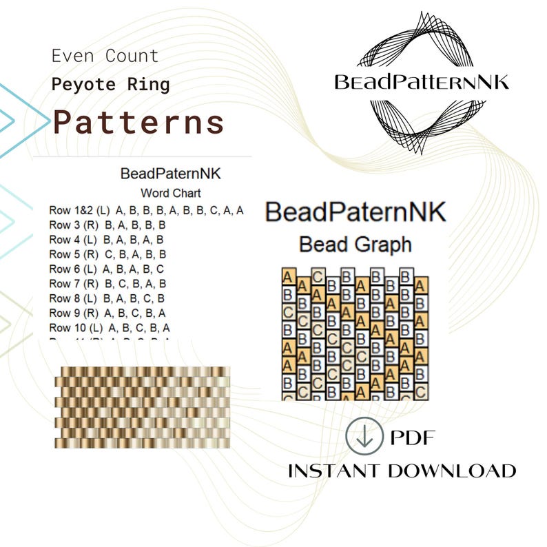 Set of 3 Patterns - Even Count Peyote Patterns, Even Peyote Ring ...