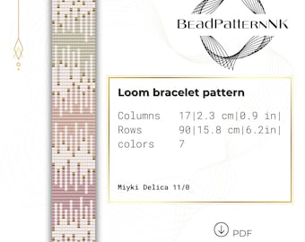 Bead Loom Bracelet Pattern Miyuki Pink Ombre bracelet Beading pattern Seed bead pattern Square stitch bracelet design Beadwork jewelry
