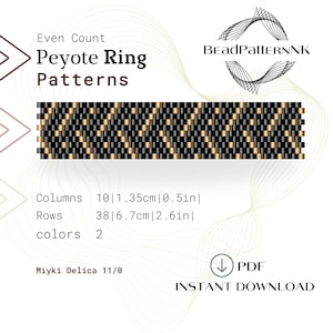 Even Count Peyote patroon kralen zwarte ring, kralenpatroon, Miyuki Delica ring, kralen ring als zaadkralen ring patroon PDF direct downloaden