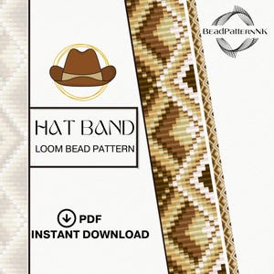 Beaded Loom Hat Band Pattern PDF | Western Boho Seed Bead Design | Miyuki Delica 11/0 |Beading Pattern | Bead Weaving Cowboy Design PDF