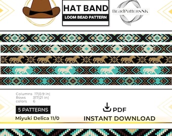 Beaded Hat Band Pattern PDF | Western Boho Seed Bead Design | Miyuki Delica 11/0 |Beading Pattern | Western Cowgirl & Cowboy Design