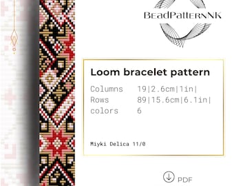 Beaded Bracelet Pattern Festive Miyuki Delica seed bead pattern Modern bracelet design Beading patterns Beadwork Instant PDF download