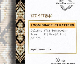 Southwestern Bead Loom Bracelet Pattern PDF, Native Inspired Geometric Bracelet, Miyuki Delica Beading