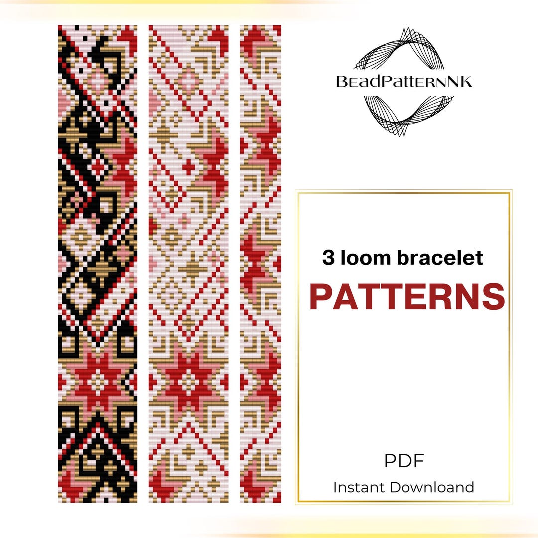 Asymmetrical Bead Loom Bracelet Pattern 3 Designs. Geometric Miyuki ...