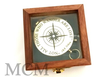 Handmade Brass Engraved Not all those who wander are lost Nautical Brass Astrolabe Magnetic Compass Gift For Birthday / Christmas / New Year