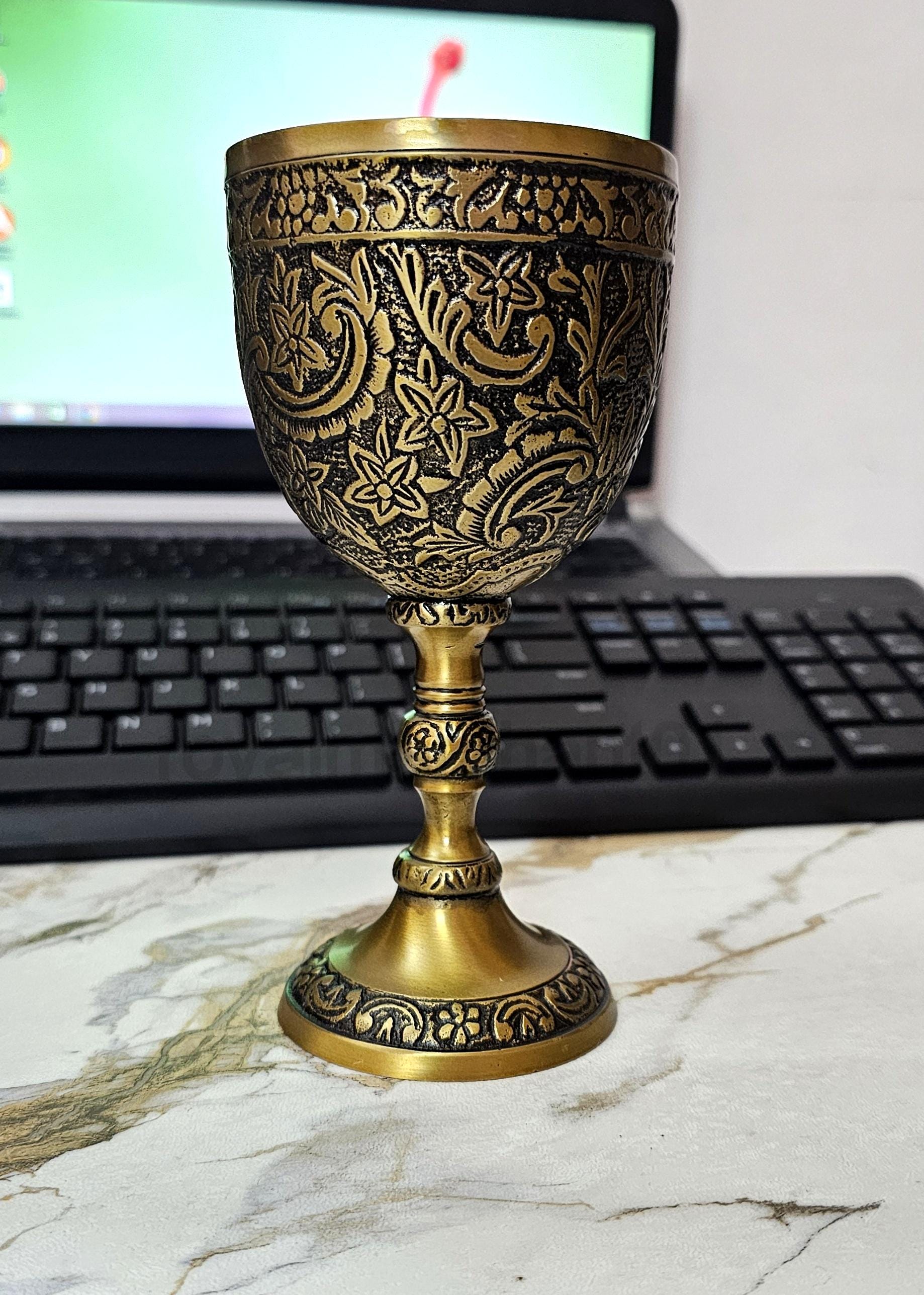 Personalized Handmade Brass Goblet – Custom Engraved Royal Chalice Gift ...