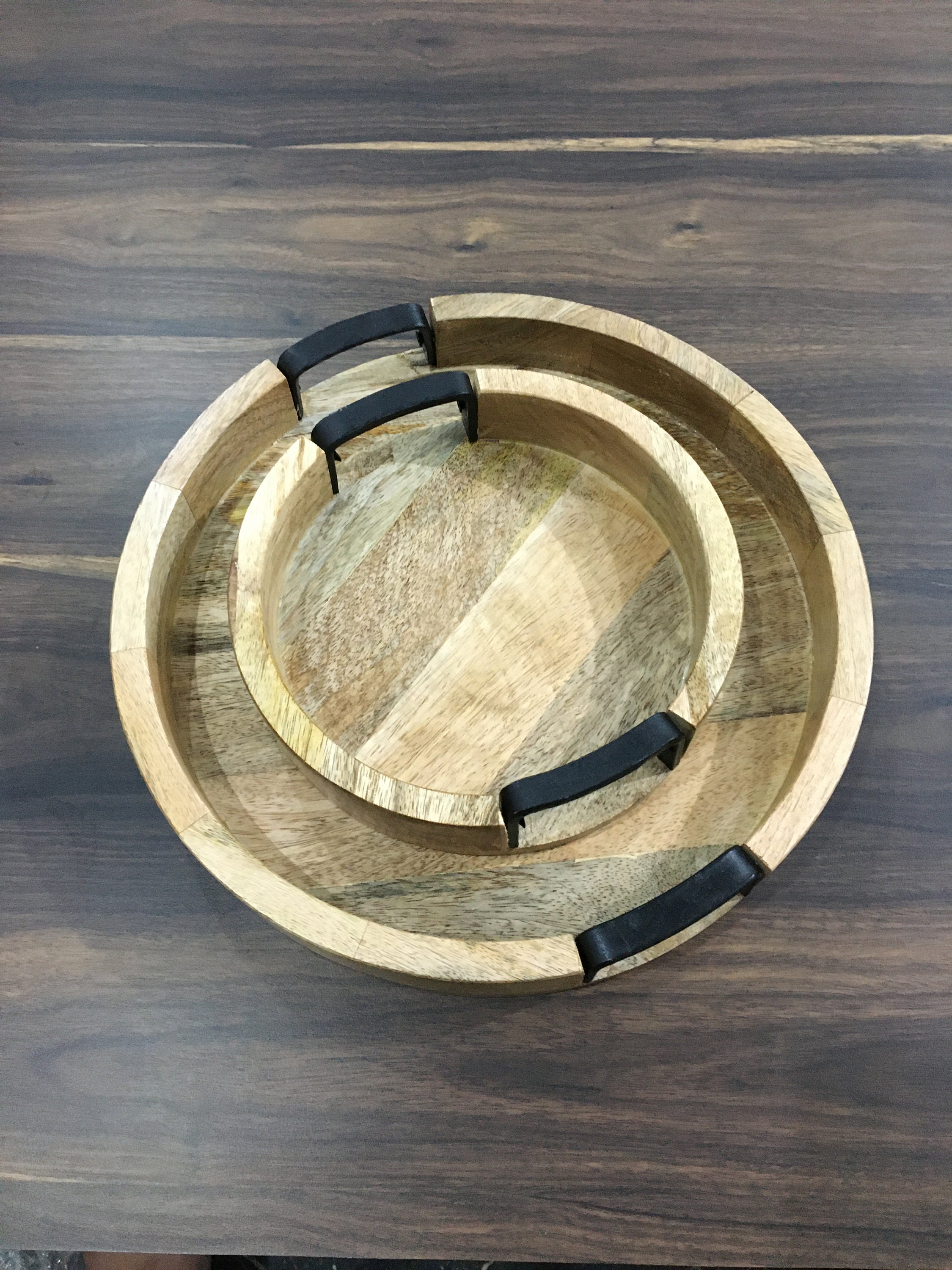 Set of 2 Handmade Modern Wooden Tray With Handles Coffee Table Etsy