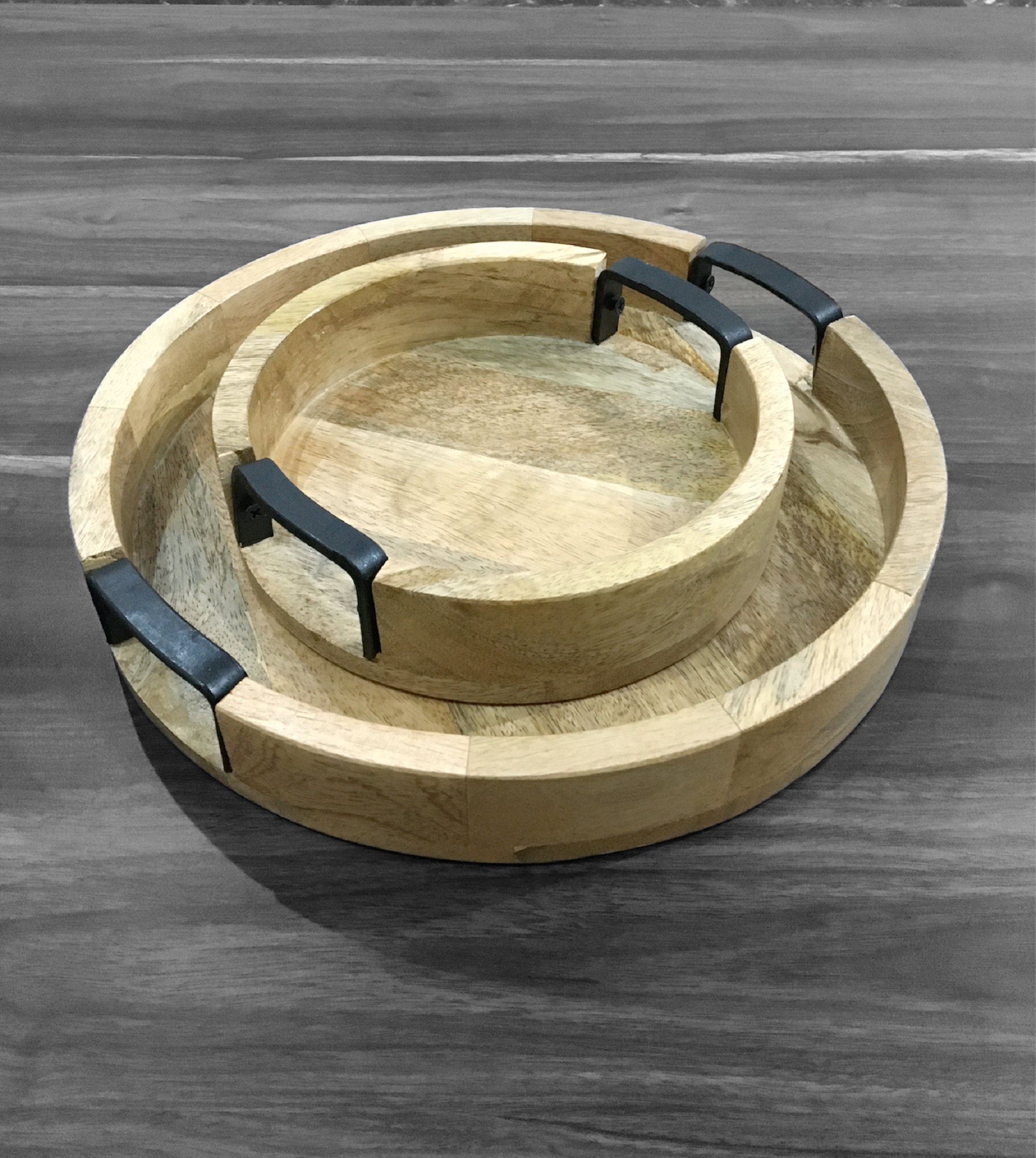 Set of 2 Handmade Modern Wooden Tray With Handles Coffee Table Etsy