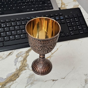 Handmade Engraved Brass Goblet: Copper Antique Wine Chalice