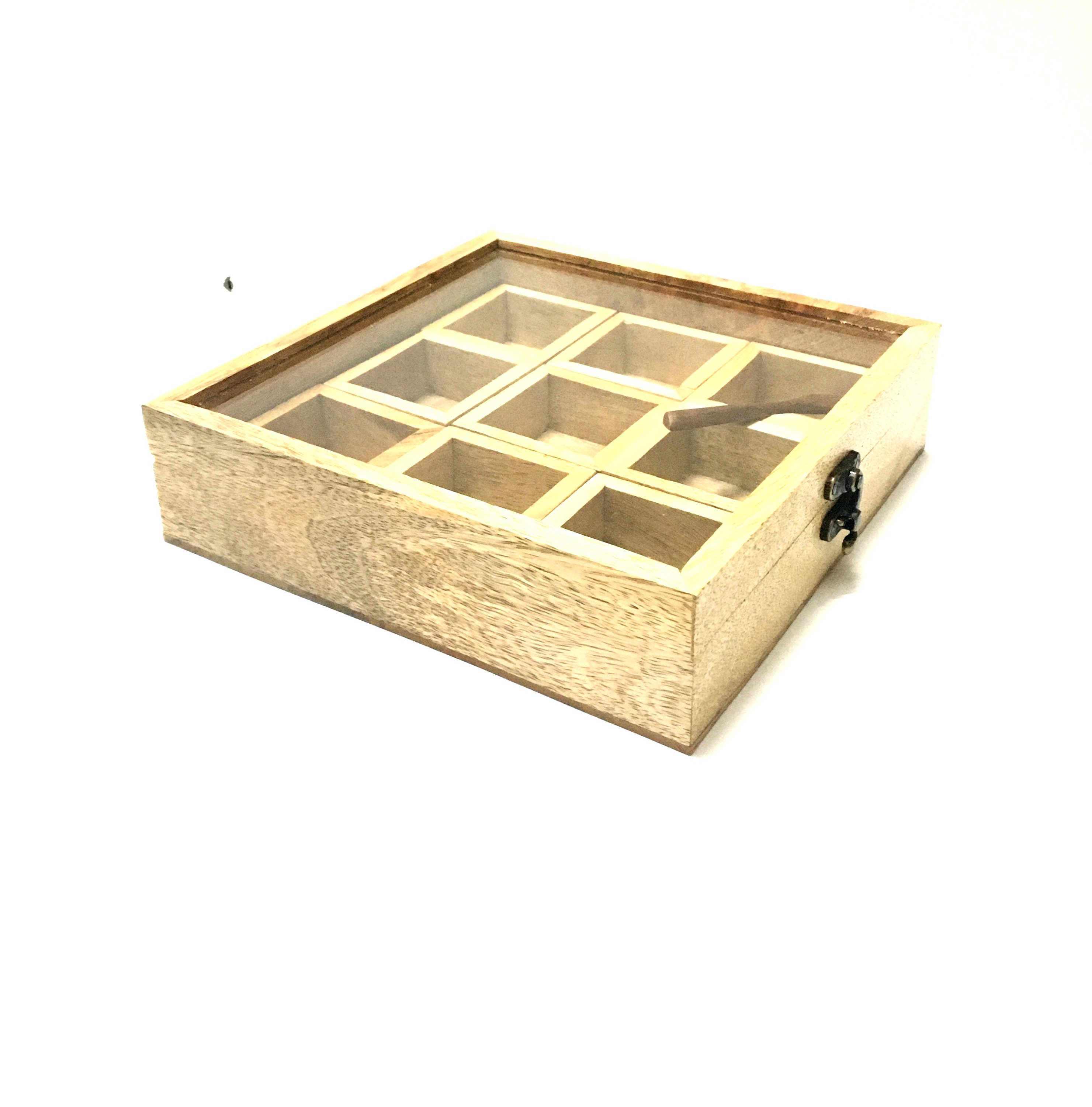Caja de almacenamiento cuadrada de madera / Tapa de vidrio de | Etsy