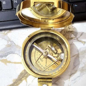Solid Brass Brunton Compass: Nautical Camping & Hiking Gift