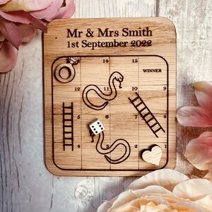 Personalised Wedding Table Game | Wedding Favours | Ring Toss | Noughts & Crosses | Snakes and Ladders | Wordsearch | Keepsake Guest Gift image 12