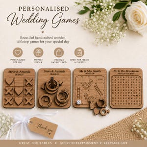 Personalised Wedding Table Game | Wedding Favours |  Ring Toss | Noughts & Crosses | Snakes and Ladders | Wordsearch  |  Keepsake Guest Gift