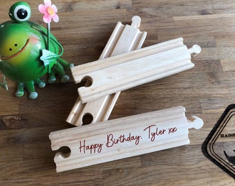Personalised Wooden Train Track - laser engraved with personalised details | personalised gift| wood track