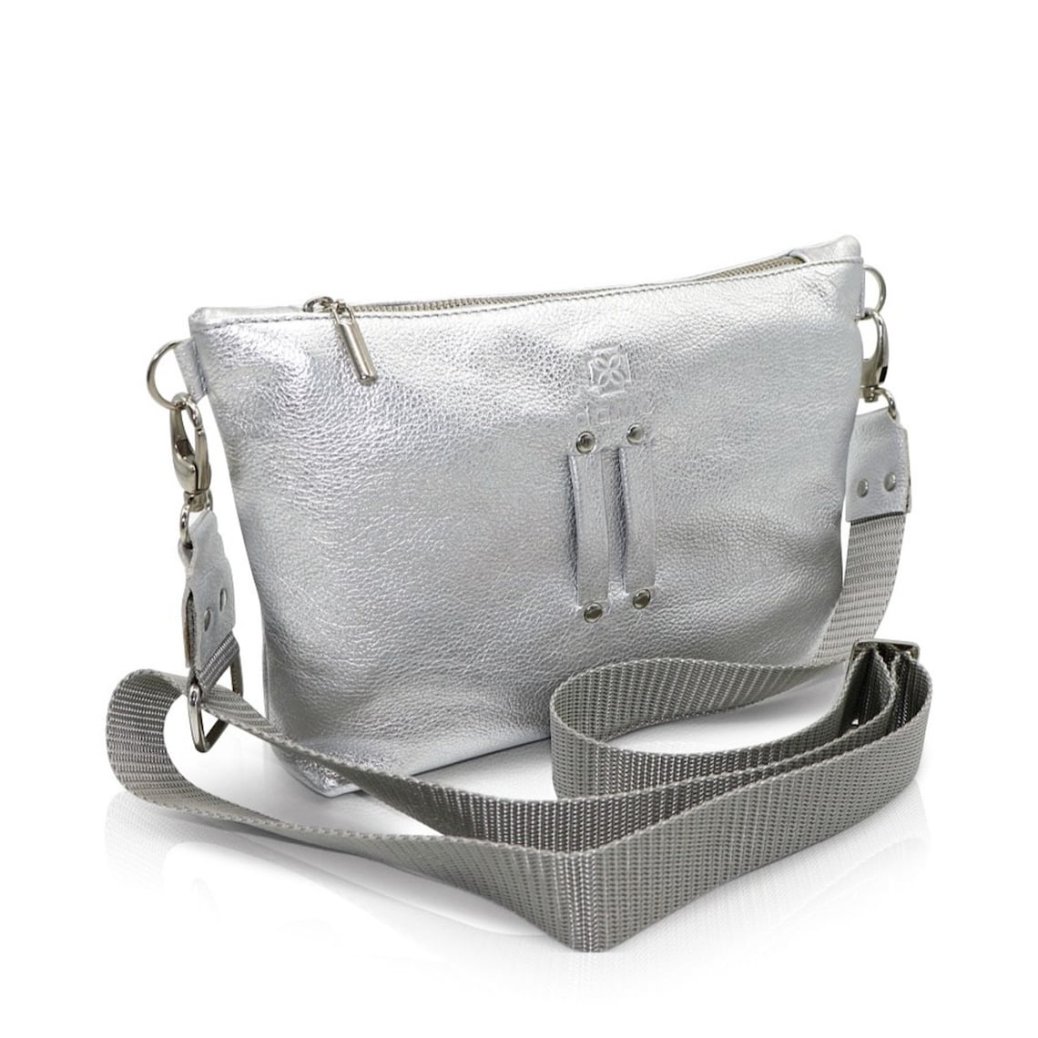 Silver Leather Crossbody Bag Silver Tote Bag Women Silver Etsy.de