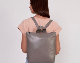 Gray backpack bag | women leather backpack