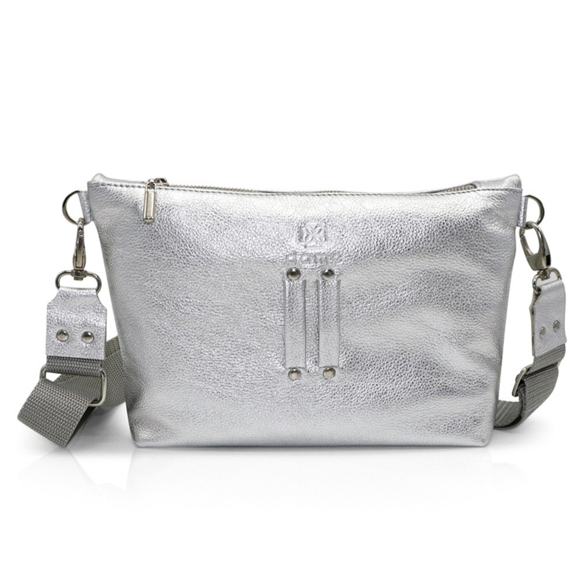 Silver Leather Crossbody Bag Silver Tote Bag Women Silver Etsy
