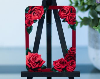 Roze bloemen helder Kpop pc-fotokaarthouder acryl lijst display en standaard