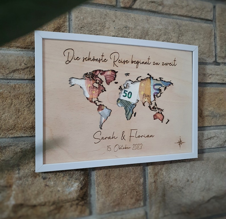 Personalized wedding gift, wedding holiday gift, wedding cash gift, personalized world map, wedding gift image 4