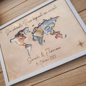 Personalized wedding gift, wedding holiday gift, wedding cash gift, personalized world map, wedding gift image 2