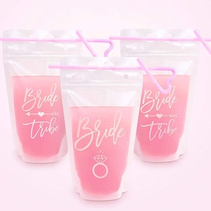 JGA drinking packets, hen party cups, resealable bride drink holders, JGA party drinking bags, engagement party