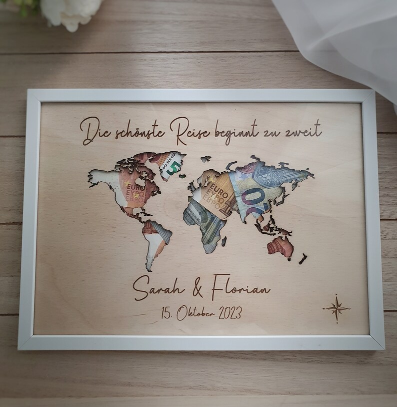 Personalized wedding gift, wedding holiday gift, wedding cash gift, personalized world map, wedding gift image 3