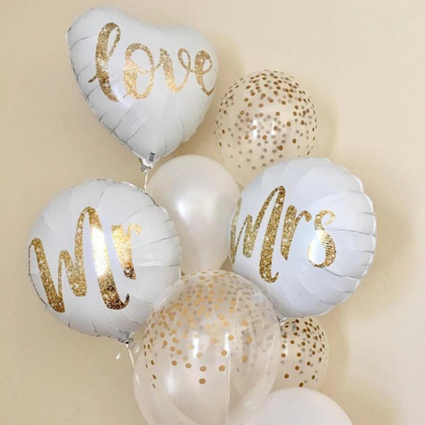 Decorazione di nozze, decorazione di nozze, matrimonio di palloncini, matrimonio di palloncini, palloncino Mr & Mrs, set di palloncini, palloncino a cuore, matrimonio di decorazione