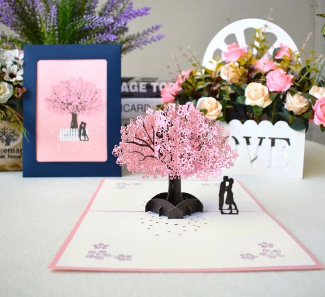 3D Pop-Up Hochzeitskarte Mit Liebesbaum - Romantische Grußkarte Für Brautpaare