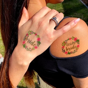 temp tattoo, tattoo bachelor party set, tattoo JGA, tattoo wedding, tattoo flower wreath set, team bride tattoo, bride tattoo