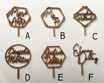 Cake Topper, Wooden Topper, Cake Wedding Decoration, Wedding Cake Topper, Cake Jewelry Wedding, Topper Personalized, Individual Cakes