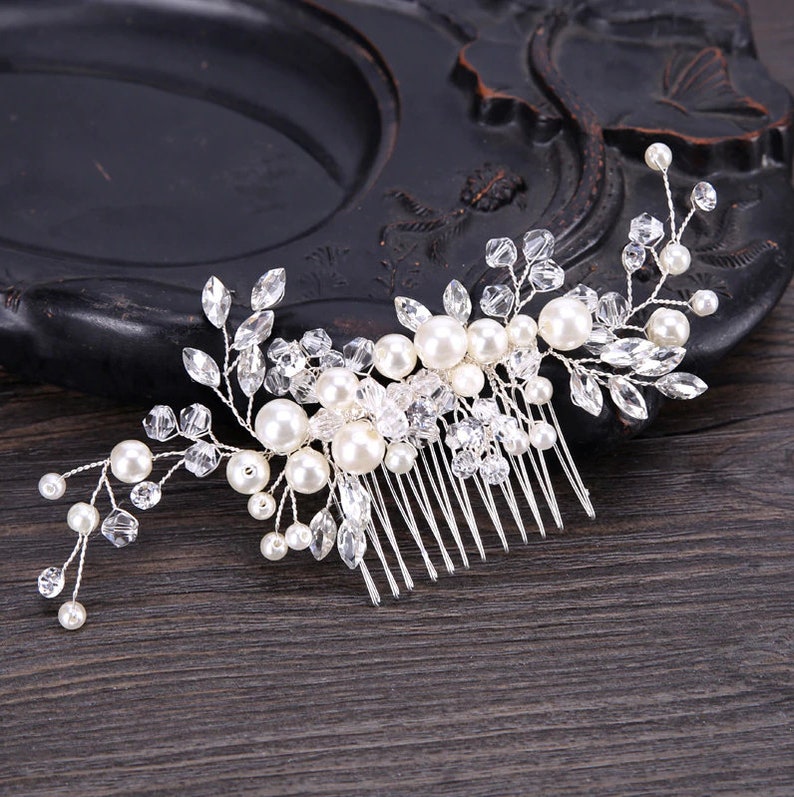 COYUN Braut Haarschmuck Silber - Blumen Steckkamm Für Hochzeit & Konfirmation